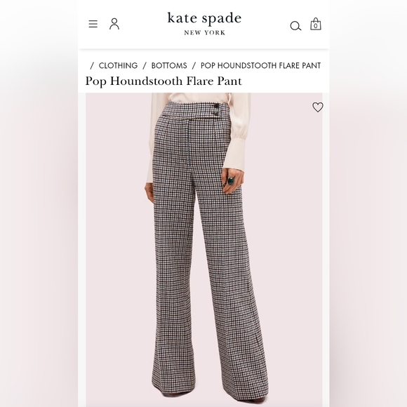 Kate Spade Pop Houndstooth Flare Wool Pants - Picture 1 of 7